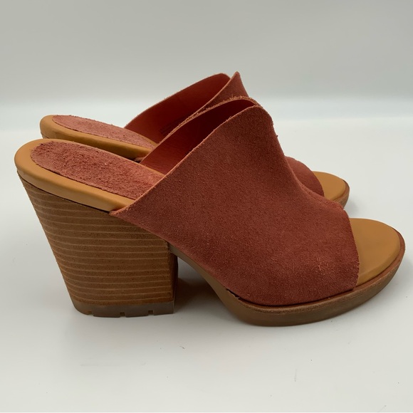 Kork-Ease  Deanna Suede Platform Block Heel Wooden Shoes. Burnt Orange. Size 10M - Picture 3 of 8
